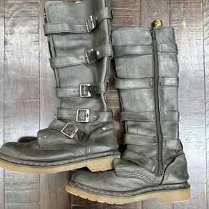 Dr. Martens Rare Phina Black 5-Buckle Tall Combat Boots Walking Dead